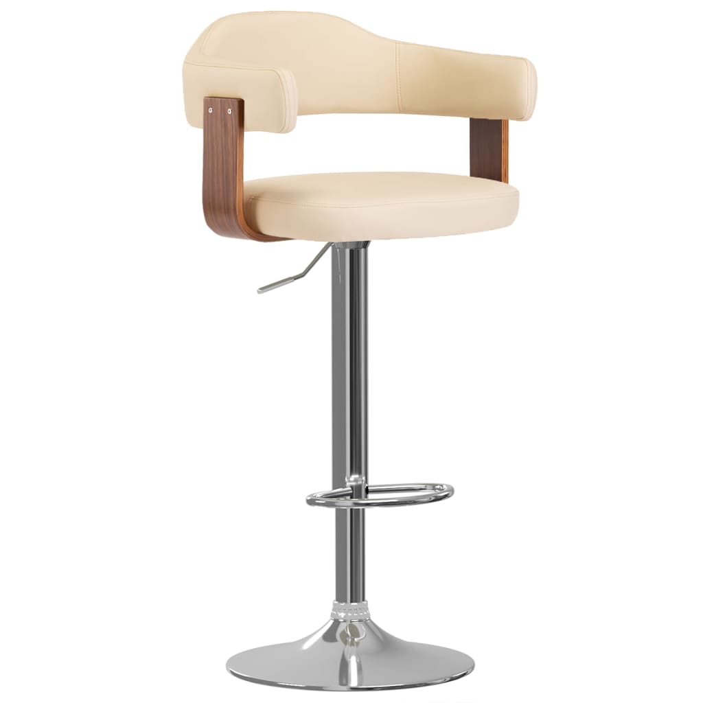 Barhocker 2 Stk. Creme Bugholz und Kunstleder