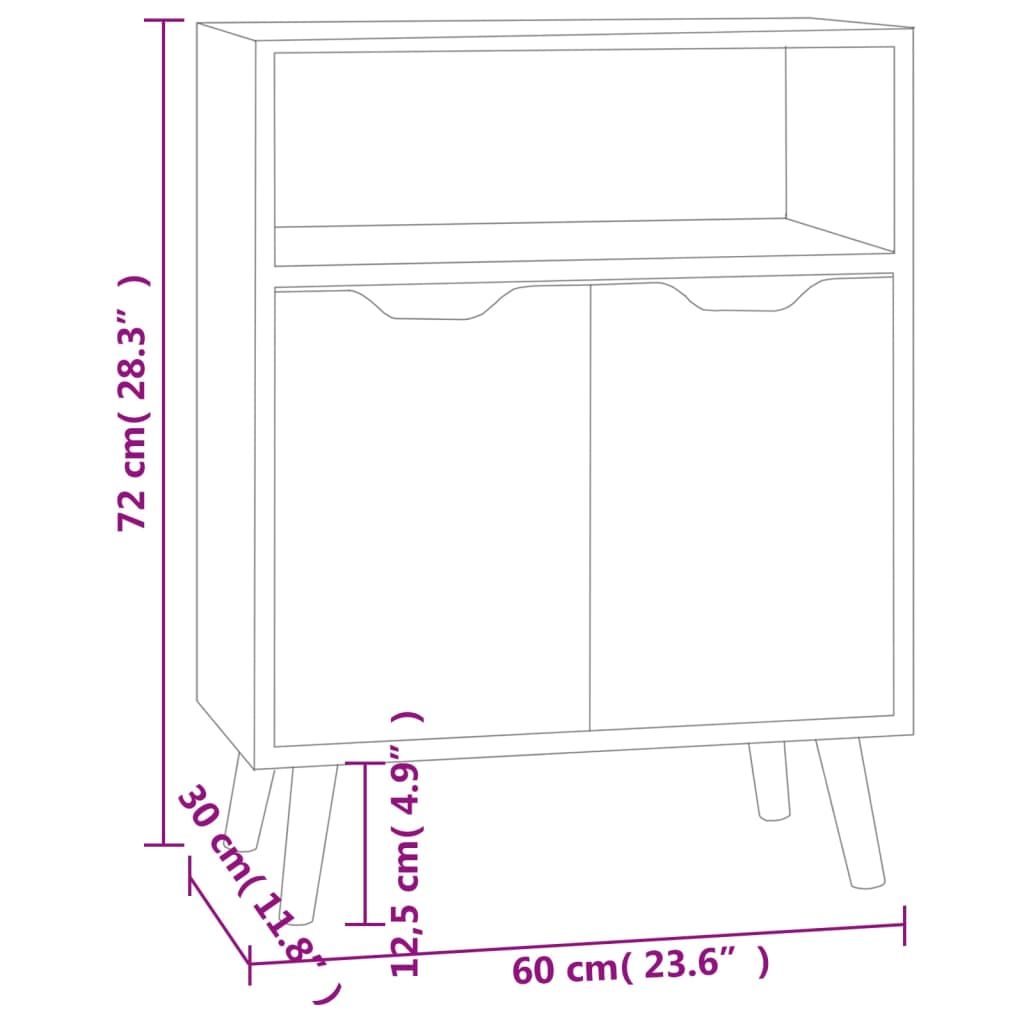 Sideboard Weiß und Sonoma-Eiche 60x30x72 cm Holzwerkstoff