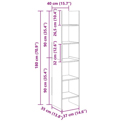 Bücherregal Weiß 40x35x180 cm Holzwerkstoff