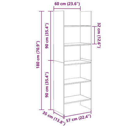Bücherregal Weiß 60x35x180 cm Holzwerkstoff