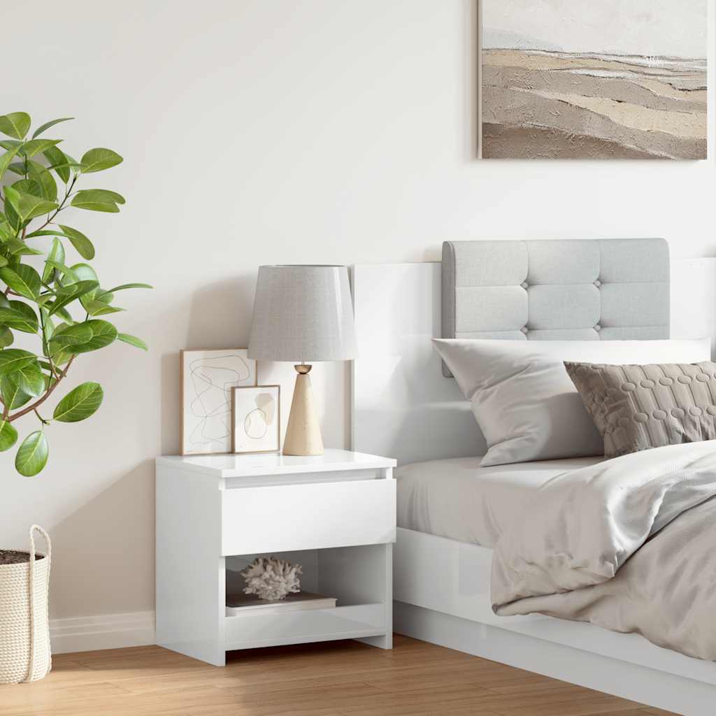 Nachttisch Hochglanz-Weiß 40x30x39 cm Holzwerkstoff