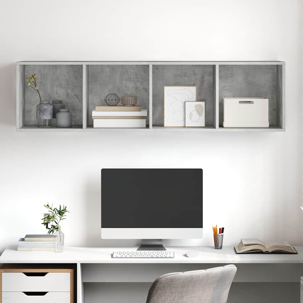 TV-Wandschrank Betongrau 37x37x142,5 cm Holzwerkstoff