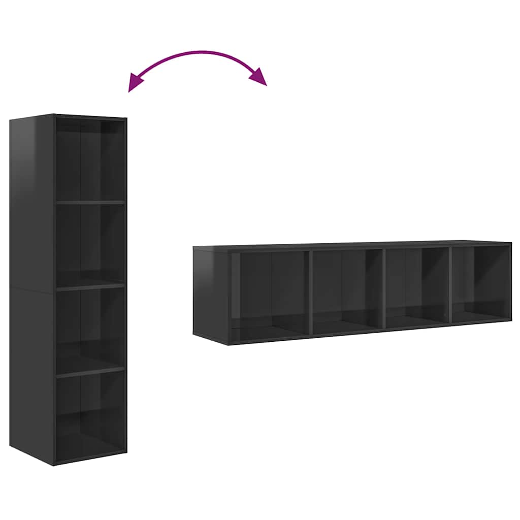 TV-Wandschrank Hochglanz-Grau 37x37x142,5 cm Holzwerkstoff