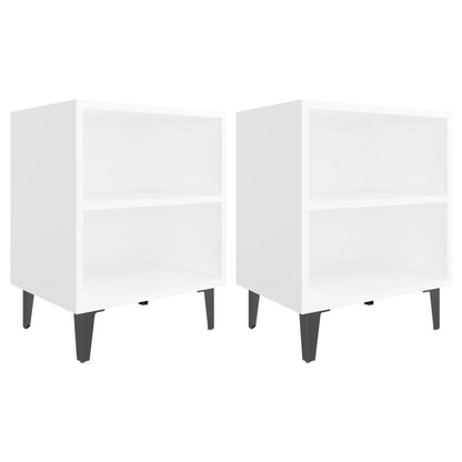 Nachttische mit Metallbeinen 2 Stk. Weiß 40x30x50 cm