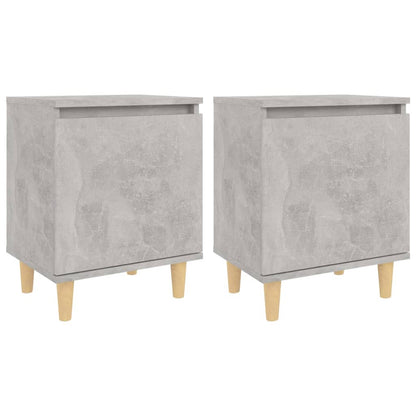 Nachttische mit Massivholz-Beinen 2 Stk. Betongrau 40x30x50cm