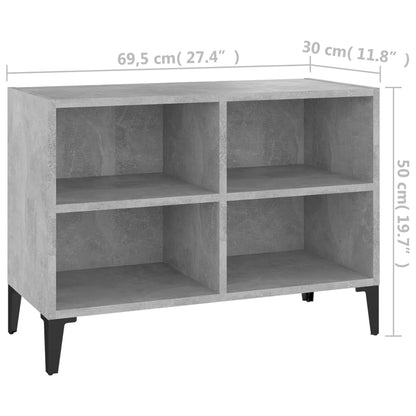 TV-Schrank mit Metallbeinen Betongrau 69,5x30x50 cm