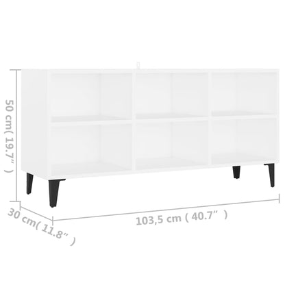 TV-Schrank mit Metallbeinen Weiß 103,5x30x50 cm