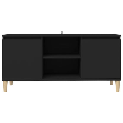 TV-Schrank mit Massivholz-Beinen Schwarz 103,5x35x50 cm