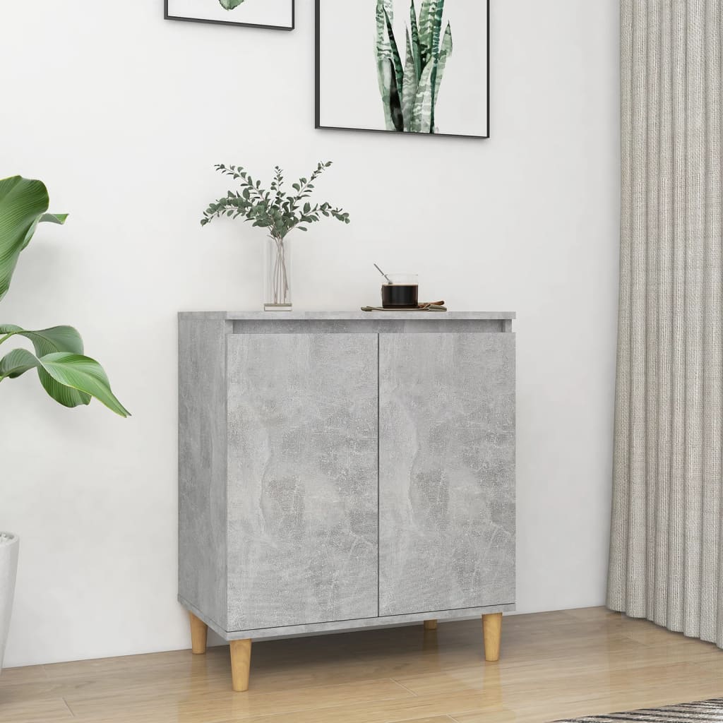 Sideboard mit Massivholz-Beinen Betongrau 60x35x70 cm