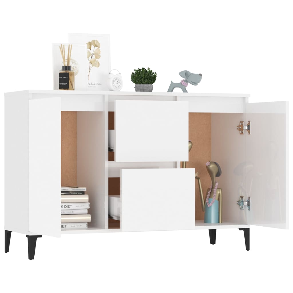 Sideboard Hochglanz-Weiß 104x35x70 cm Holzwerkstoff