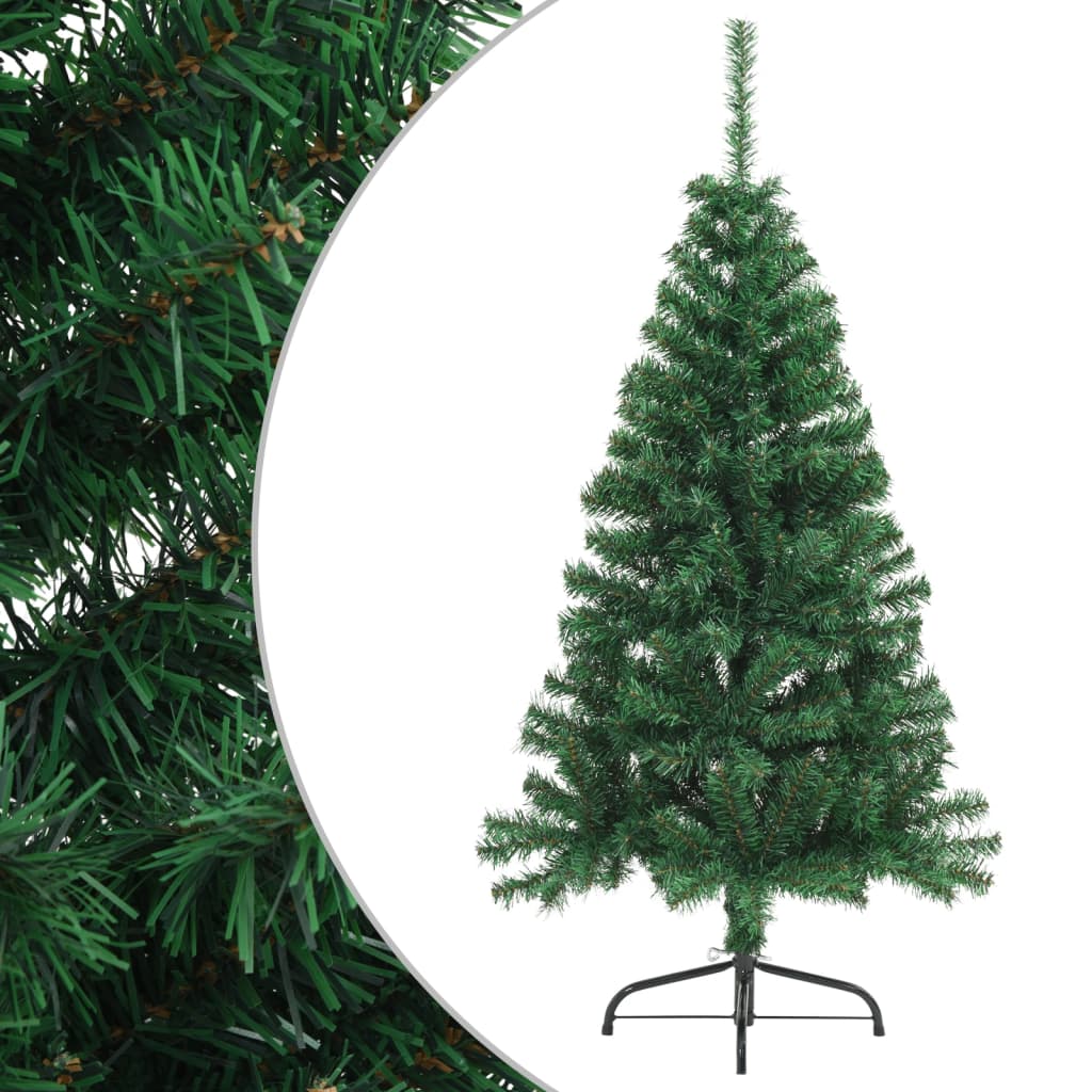 Künstlicher Halb-Weihnachtsbaum mit Ständer Grün 120 cm PVC