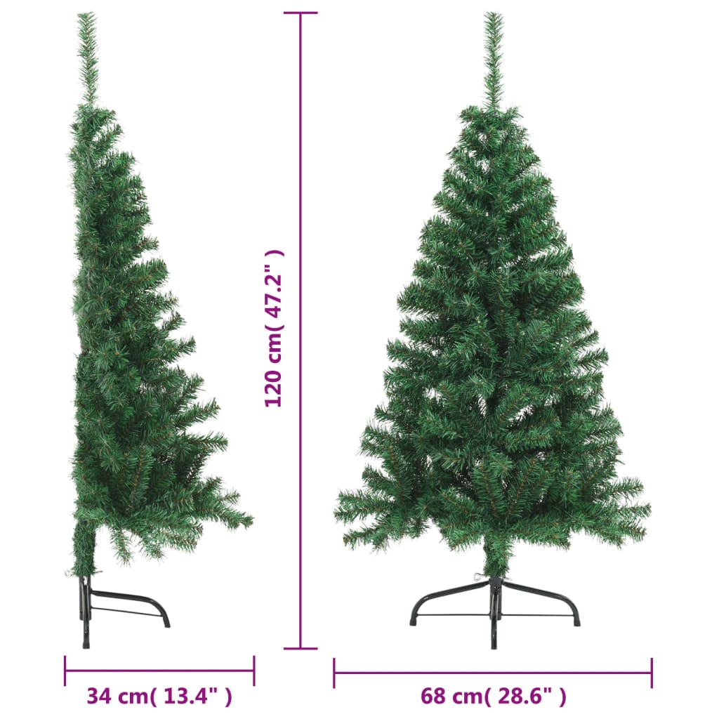 Künstlicher Halb-Weihnachtsbaum mit Ständer Grün 120 cm PVC