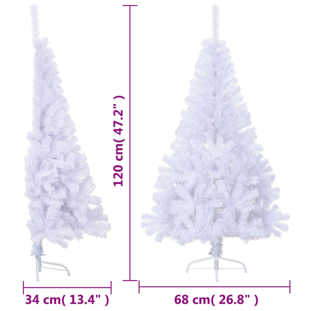 Künstlicher Halb-Weihnachtsbaum mit Ständer Weiß 120 cm PVC