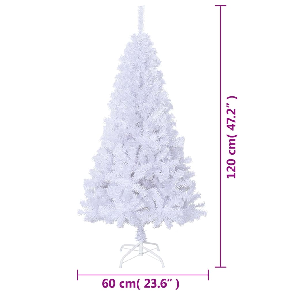 Künstlicher Weihnachtsbaum mit Dicken Zweigen Weiß 120 cm PVC