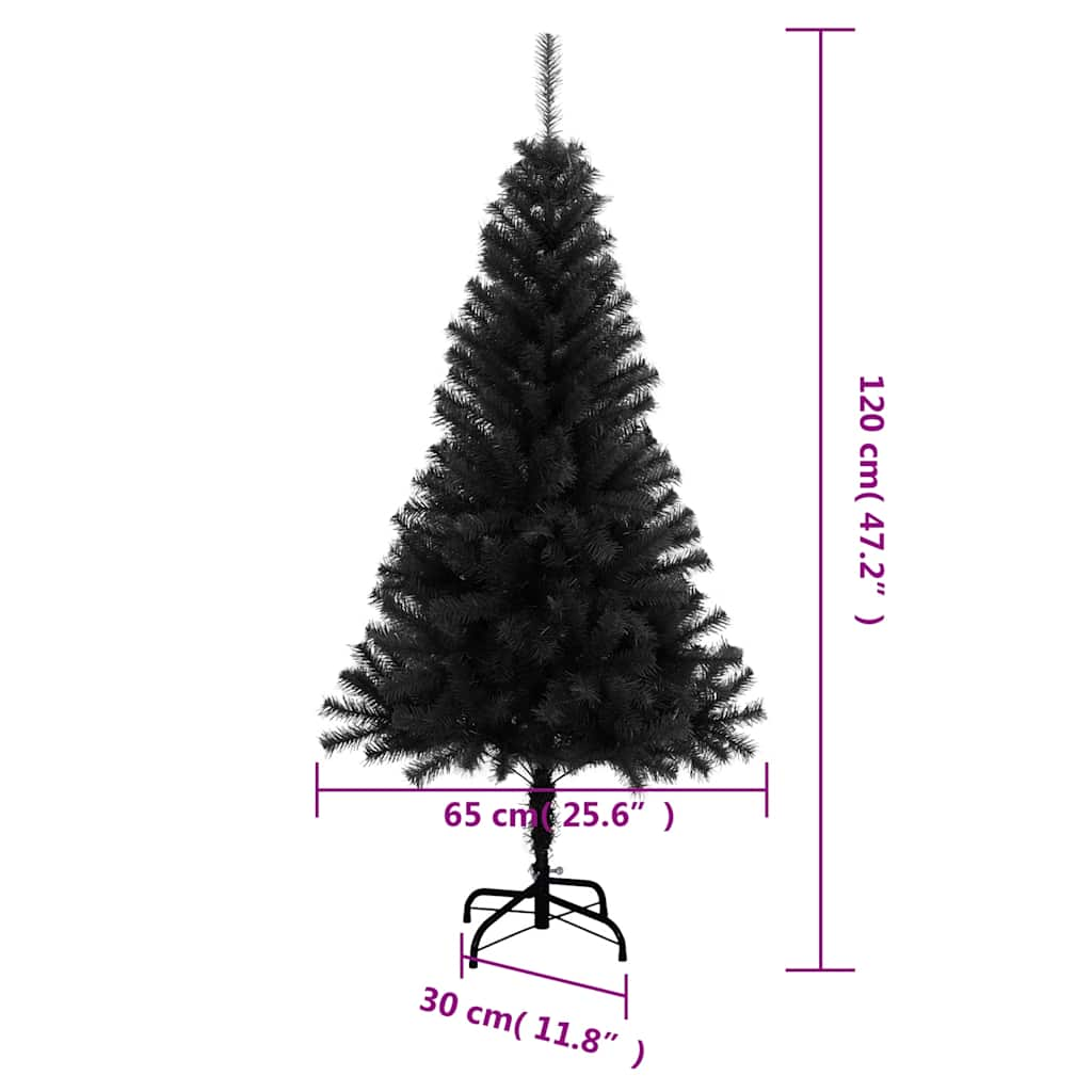 Künstlicher Weihnachtsbaum mit Ständer Schwarz 120 cm PVC