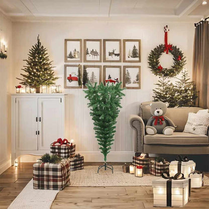 Künstlicher Weihnachtsbaum mit Ständer Umgekehrt Grün 120 cm