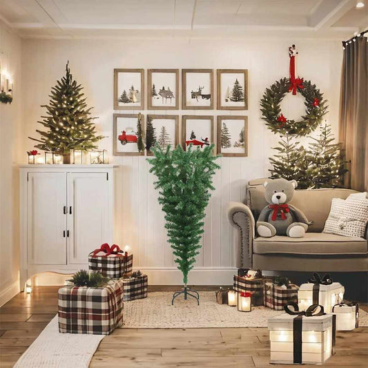 Künstlicher Weihnachtsbaum mit Ständer Umgekehrt Grün 120 cm