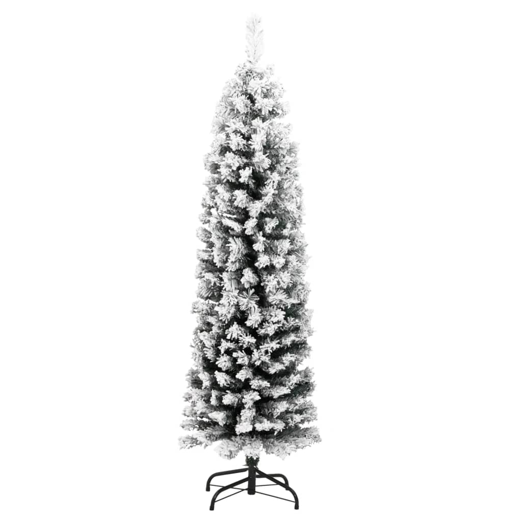 Künstlicher Weihnachtsbaum Schlank mit Schnee Grün 120 cm PVC