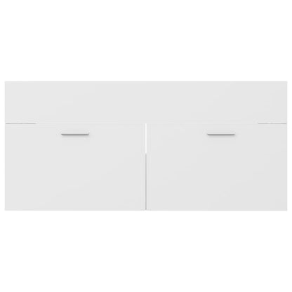 Waschbeckenunterschrank mit Einbaubecken Weiß Holzwerkstoff