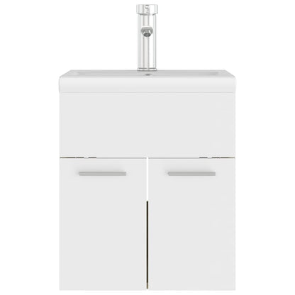 Waschbeckenunterschrank mit Einbaubecken Weiß und Sonoma-Eiche