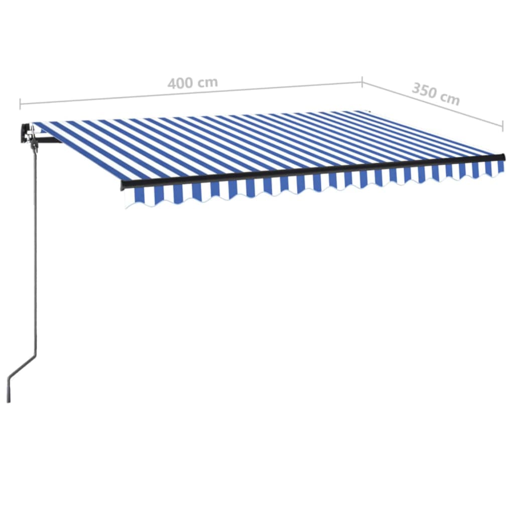 Markise Manuell Einziehbar 400x350 cm Blau und Weiß