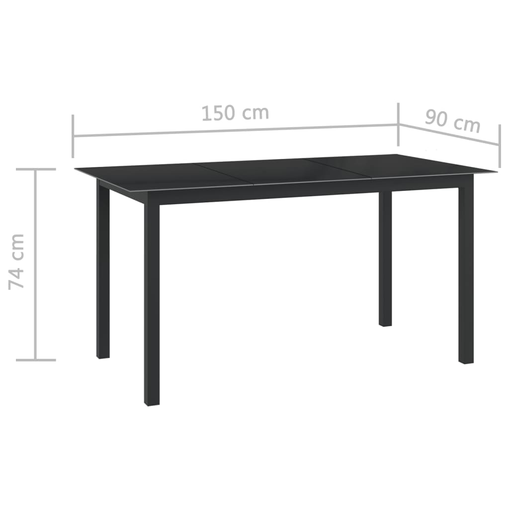 7-tlg. Garten-Essgruppe Aluminium Schwarz