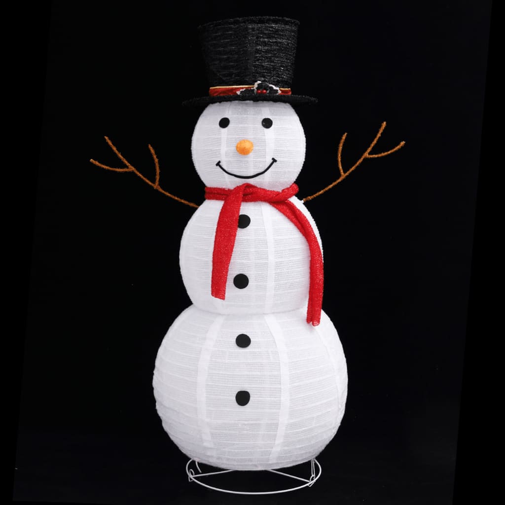 LED-Schneemann Weihnachtsfigur Luxus-Stoff 120 cm