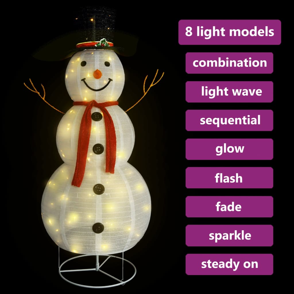 LED-Schneemann Weihnachtsfigur Luxus-Stoff 180 cm