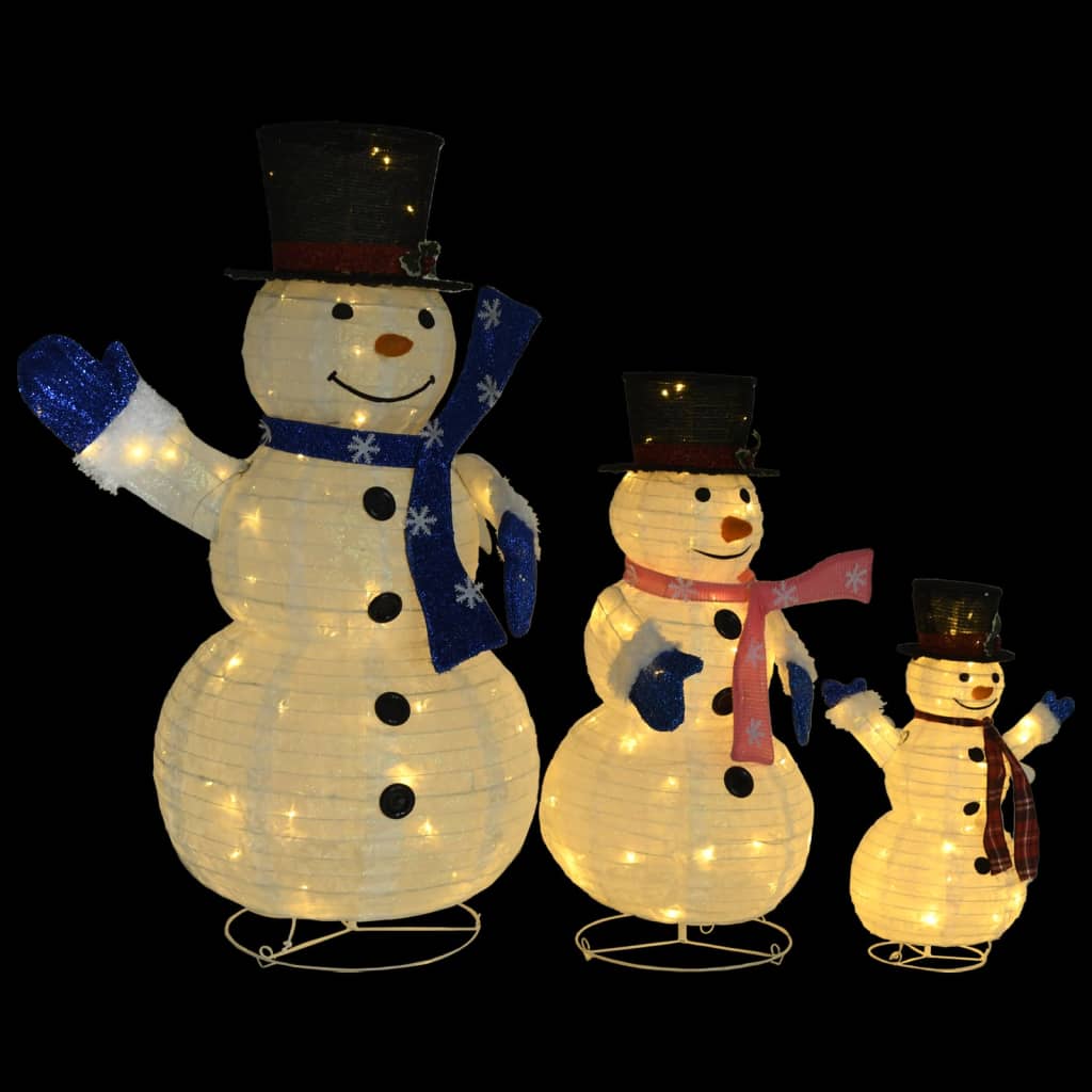 LED-Schneemann Familie Weihnachtsfigur Luxus-Gewebe