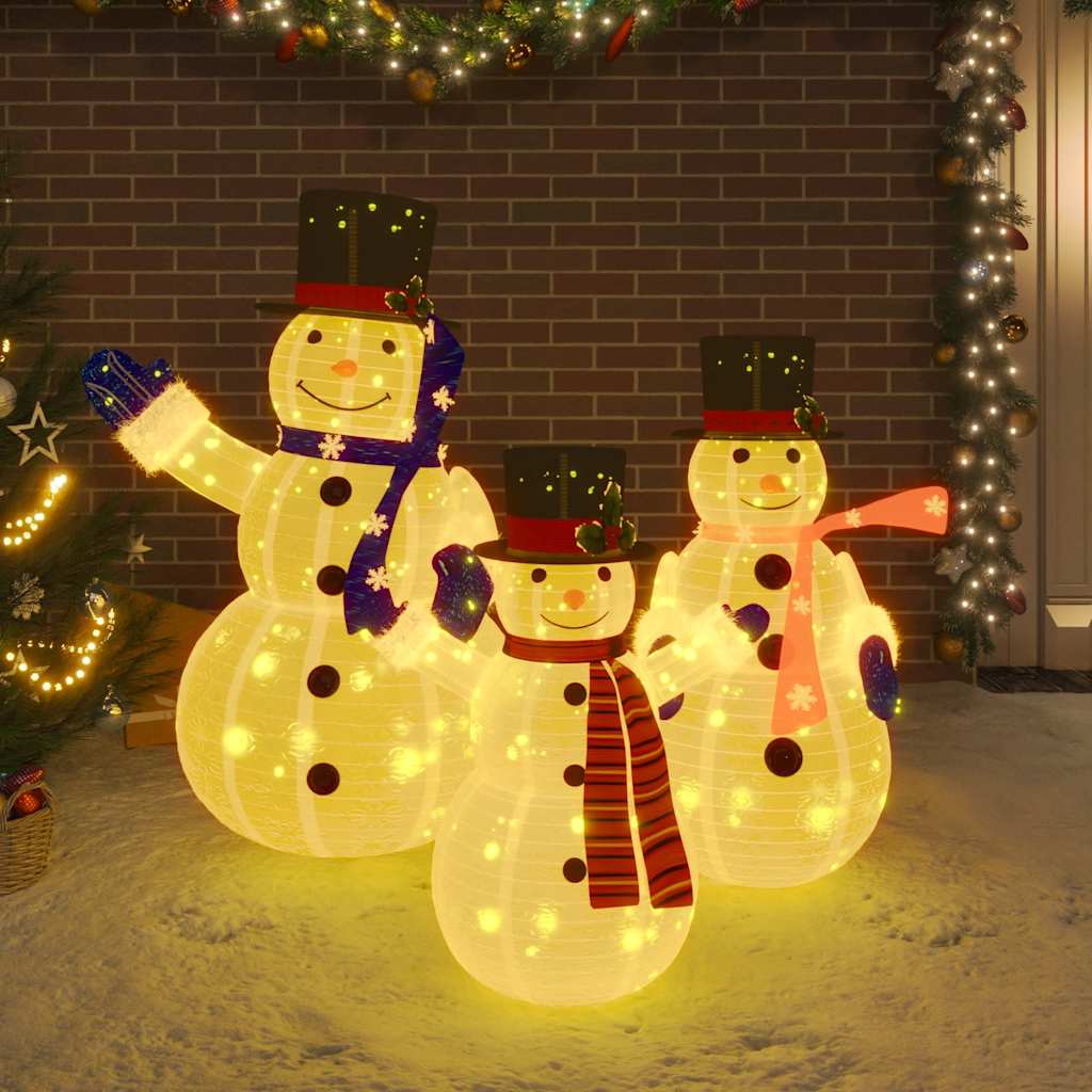 LED-Schneemann Familie Weihnachtsfigur Luxus-Gewebe