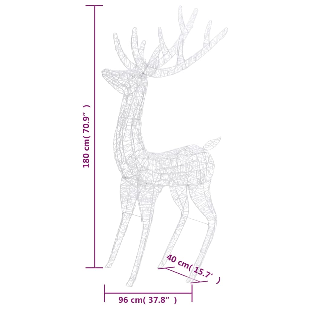 LED-Rentier XXL Acryl Weihnachtsdeko 250 LED 180 cm Mehrfarbig