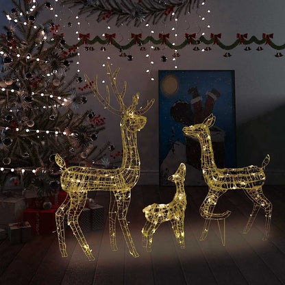 LED-Rentier-Familie Weihnachtsdeko Acryl 300 LED Warmweiß