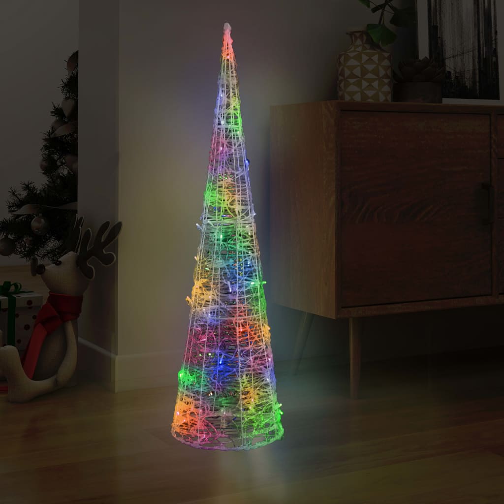 LED-Kegel Acryl Weihnachtsdeko Pyramide Bunt 120 cm