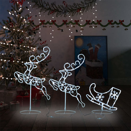 Weihnachtsdeko LED Rentiere & Schlitten Acryl 260x21x87 cm