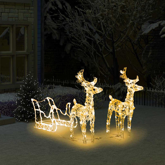 Rentiere & Schlitten Weihnachtsdekoration 160 LEDs 130 cm Acryl