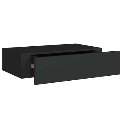 Wandregal mit Schublade Schwarz 40x23,5x10 cm MDF