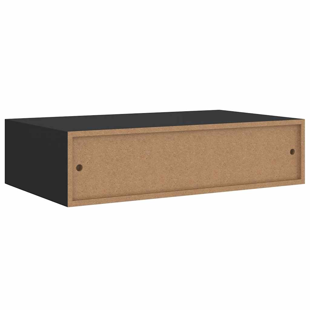 Wandregal mit Schublade Schwarz 40x23,5x10 cm MDF