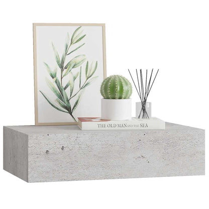 Wandregal mit Schublade Betongrau 40x23,5x10 cm MDF