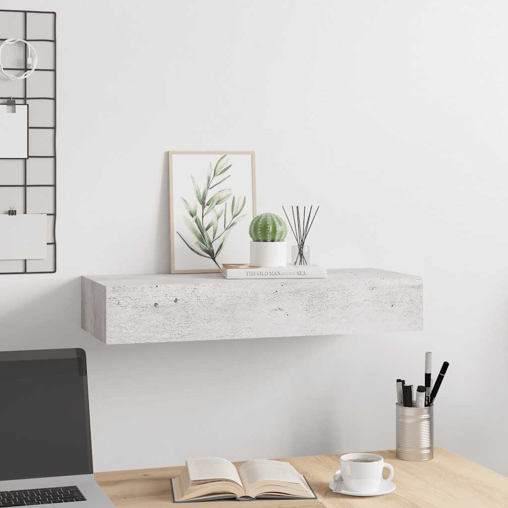 Wandregal mit Schublade Betongrau 60x23,5x10 cm MDF