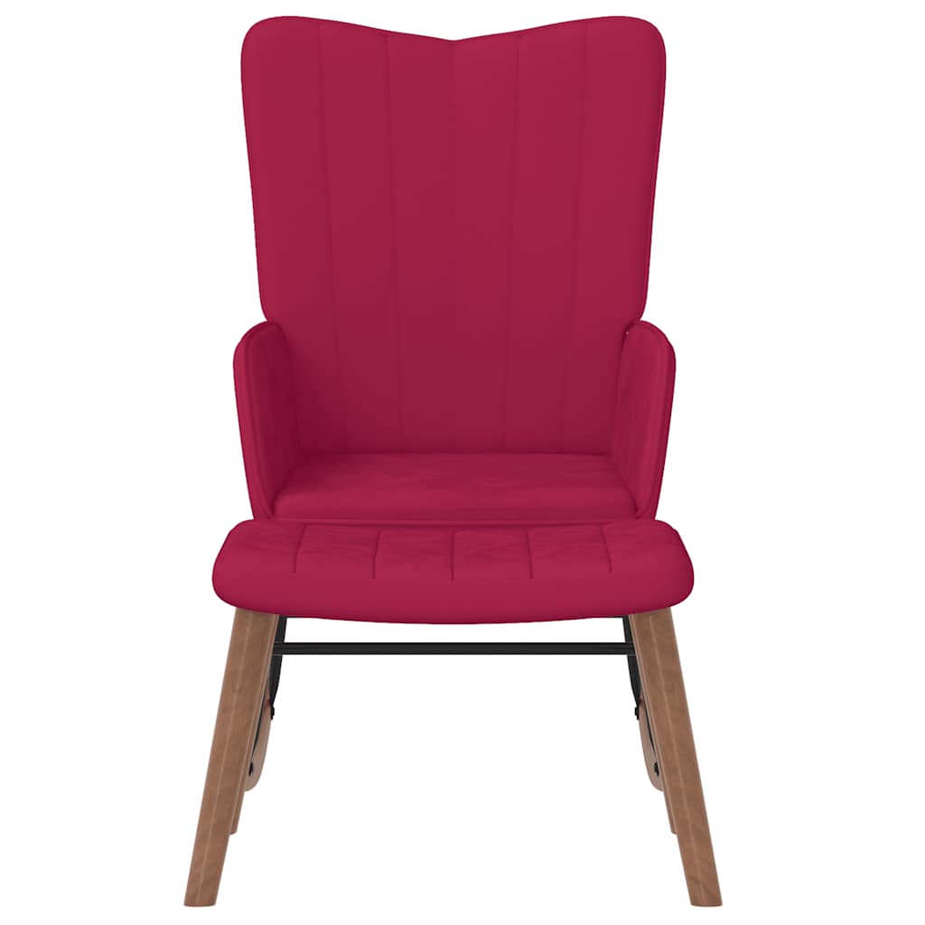 Schaukelstuhl mit Hocker Samt Weinrot