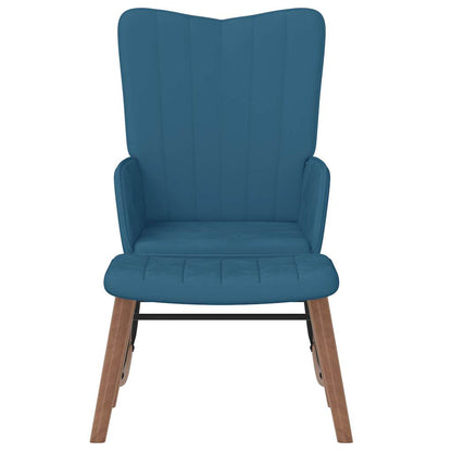 Schaukelstuhl mit Hocker Samt Blau
