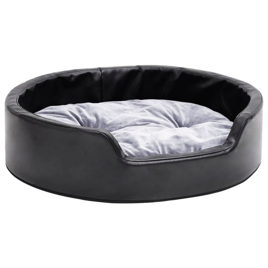 Hundebett Schwarz-Grau 69x59x19 cm Plüsch und Kunstleder