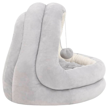 Katzenbett 50x50x45 cm Grau und Creme