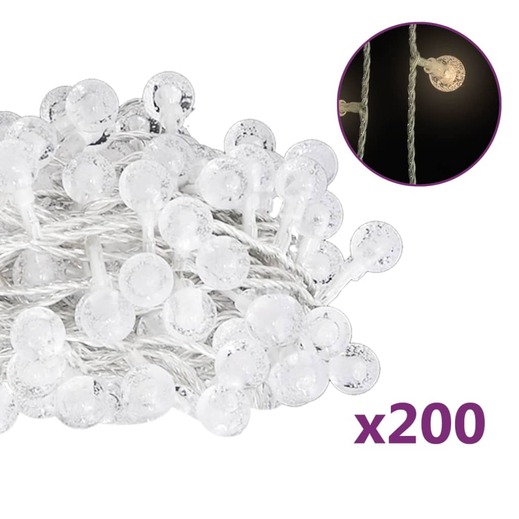 Lichterkette Kugeln 20 m 200 LED Warmweiß 8 Funktionen