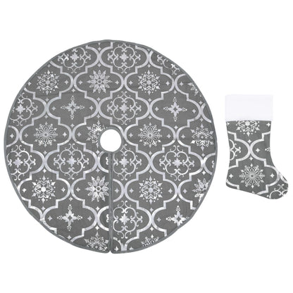Luxus-Weihnachtsbaumdecke mit Socke Grau 150 cm Stoff
