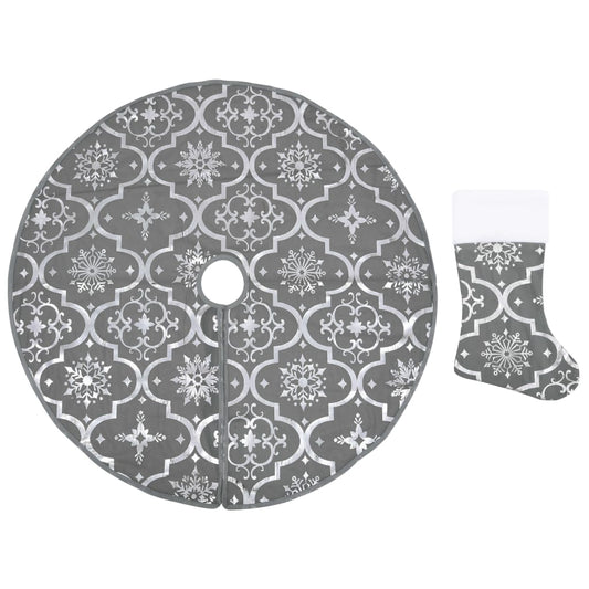 Luxus-Weihnachtsbaumdecke mit Socke Grau 150 cm Stoff
