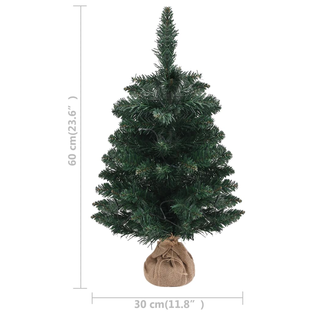 Künstlicher Weihnachtsbaum mit Beleuchtung & Ständer Grün 60 cm