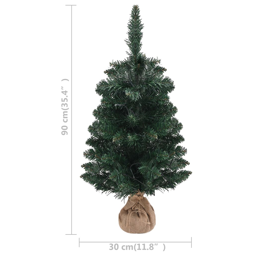 Künstlicher Weihnachtsbaum mit Beleuchtung & Ständer Grün 90 cm