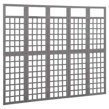 Spalier/Paravent 5-teilig Massivholz Tanne Grau 201,5x180 cm