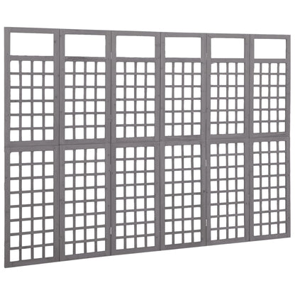 Spalier/Paravent 6-teilig Massivholz Tanne Grau 242,5x180 cm
